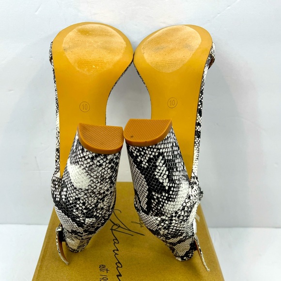 VINTAGE HAVANA,BLACK & WHITE SNAKE PRINT OPEN TOE MIDTOP, ADJUSTABLE ANKLE LOOP - Picture 10 of 15